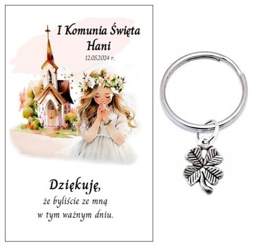 Podziękowania dla gości KOMUNIA ŚWIĘTA PAMIĄTKA PREZENT LUCKY KONICZYNKA
