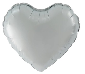 BALON BALONY FOLIOWE SERCE MATOWY SREBRNY 45cm 18