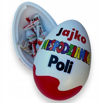 Jajko niespodzianka z imieniem kinder prezent na urodziny 30cm JAJ 1