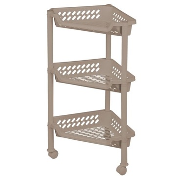 KOSZYKI STOJAK REGAŁ NAROŻNIKOWY Z KÓŁKAMI 3 PÓŁKI