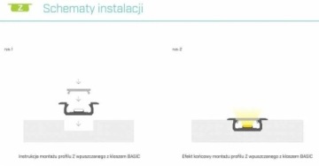 Алюминиевый профиль для низких встраиваемых светодиодных лент типа Z LUMINES Inox - 1 метр