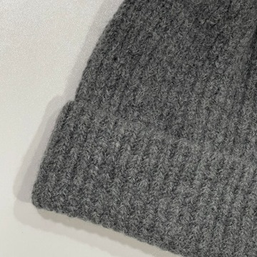 ZARA Szara Czapka Beanie Wełna Pompon