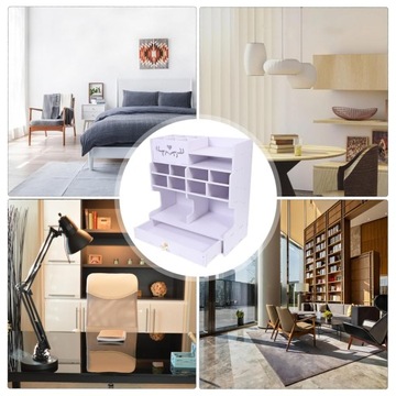 ORGANIZER NA BIURKO PRZYBORNIK NA KREDKI DŁUGOPISY OŁÓWKI Z SZUFLADĄ PÓŁKA