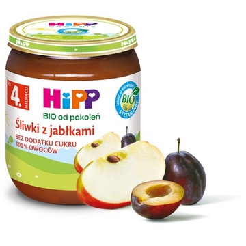 HiPP BIO Śliwki z jabłkami po 4. miesiącu, 125g