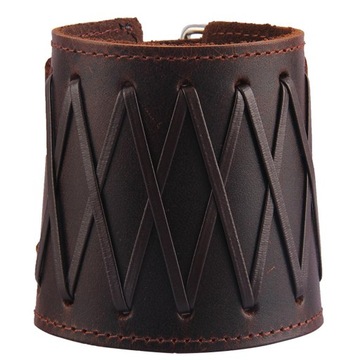 Miękki skórzany mankiet na ramię Ochraniacz nadgarstków Rękawica Bracer Brązowy A 25x7,4cm
