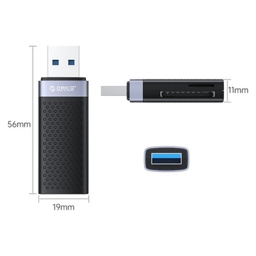 Устройство считывания карт Orico SD и microSD USB A 3.1, черный, маленький, Windows Linux Mac