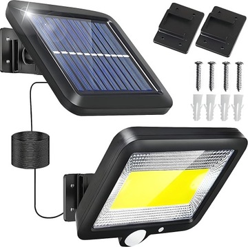 LAMPA SOLARNA Z CZUJNIKIEM RUCHU i ZMIERZCHU 100 LED PANEL SOLARNY