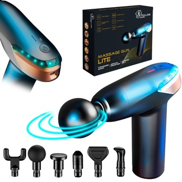 PISTOLET DO MASAŻU PLECÓW CIAŁA STÓP MASAŻER MASSAGE GUN Lite 6 KOŃCÓWEK