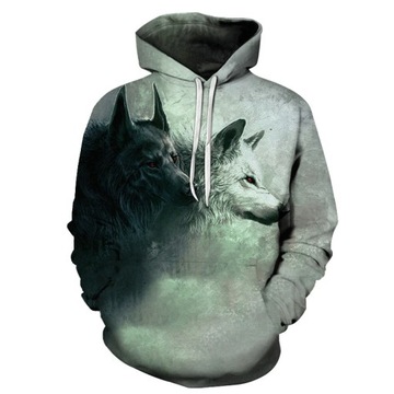 C9 Bluza z kapturem WILK - nadruk 3D - M