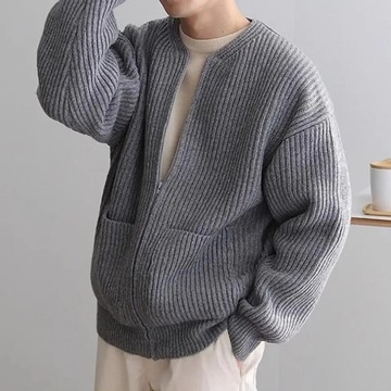 Sweater Cardigan Male Knitting Outwear Men's Colla