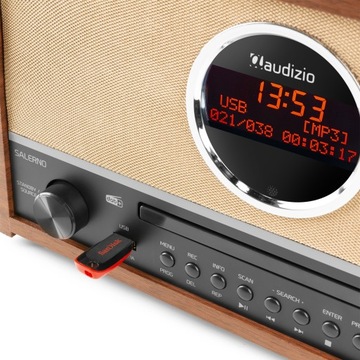 Домашний радиоприемник RETRO DAB+/FM с проигрывателем компакт-дисков BT