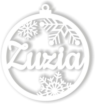 BIAŁA BOMBKA Z IMIENIEM NA CHOINKĘ PREZENT MIKOŁAJKI ŚWIĘTA 10 CM
