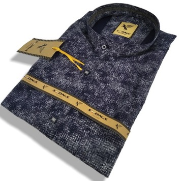 РУБАШКА МУЖСКАЯ, ТЕМНО-СИНЯЯ КВАДРАТНАЯ, С ДЛИННЫМ РУКАВОМ, XL