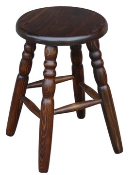 TABORET KUCHENNY DREWNIANY TOCZONY OKRĄGŁY brąz