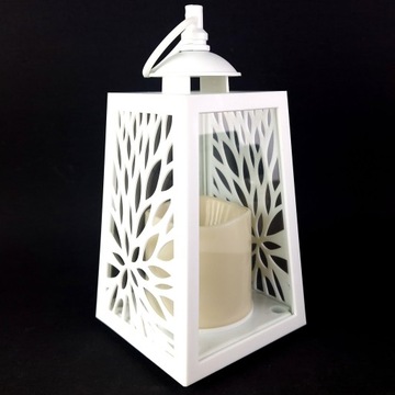 АЖУРНЫЙ ФОНАРЬ СО СВЕЧОЙ СВЕТОДИОДНОЙ, БЕЛАЯ НА АККУМУЛЯТОРНОЙ ВСТАВКЕ