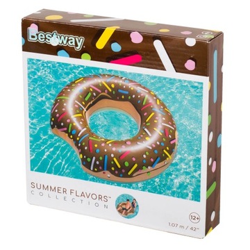 BESTWAY 36188 Кольцо для плавания, надувное кольцо-пончик, коричневое, 107 см, макс. 100
