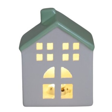 DOMEK DOM CERAMICZNY LED ŚWIECZNIK LAMPION FIGURKA CERAMICZNA NA PREZENT