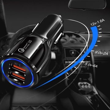 Ładowarka Samochodowa Szybka 2x USB Quick Charge 6A QC 5-12V Fast