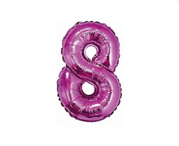 Balon foliowy Cyfra 8 różowa 35 cm Urodziny