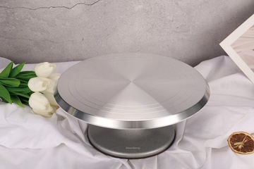 ВРАЩАЮЩАЯСЯ ТАРЕЛКА ДЛЯ ТОРТА И ТОРТА, МЕТАЛЛ, МНОГОФУНКЦИОНАЛЬНАЯ, 31см, ВРАЩЕНИЕ НА 360 ГРАДУСОВ