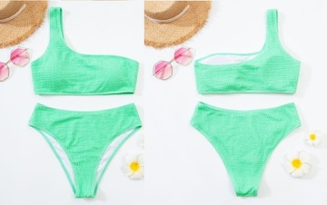 КУПАЛЬНИК БИКИНИ ИЗ ДВУХ ЧАСТЕЙ С РЕБЯТКАМИ НА ОДНО ПЛЕЧО SEXY ЦВЕТА L