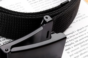 Ремень GRACIO в стиле милитари, черный, ширина 4 см