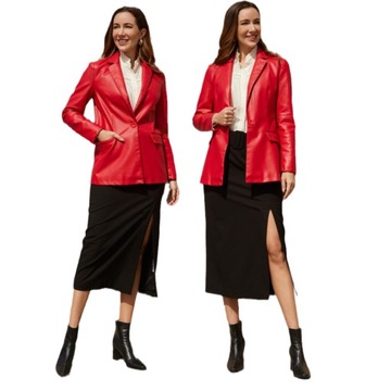 KLASYCZNA KURTKA DAMSKA SKÓRA MODNY ŻAKIET MARYNARKA BLEZER ROZ.XS-XXL