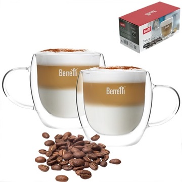 Szklanki zestaw 2szt. 250ml KUBKI TERMICZNE PODWÓJNA ŚCIANKA BERRETTI