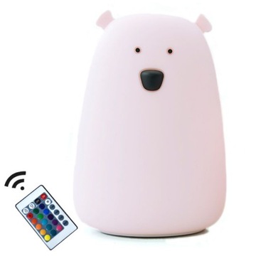 Rabbit&Friends Силиконовый светильник, МЕДВЕДЬ, пилот, розовый