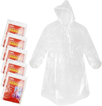Ponczo płaszcz przeciwdeszczowy unisex 5 szt