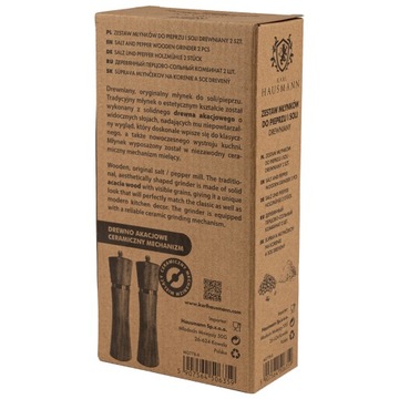 НАБОР РУЧНОЙ МЕЛЬНИЦЫ ДЛЯ ПЕРЦА, ИЗ 2 МЕЛЬНИЦ ДЛЯ ПЕРЦА И СОЛИ, ДЕРЕВЯННАЯ