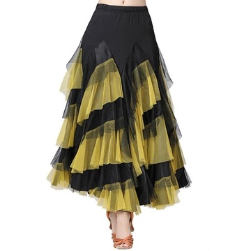Spódnica Flamenco Ballroom Waltz Dance E żółta