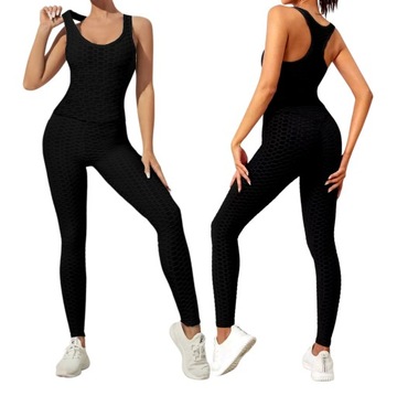 KOMPLET SPORTOWY DAMSKI FITNESS LEGGINSY TOP M