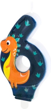 Świeczka na tort CYFRA 6 urodzinowa Dinozaur