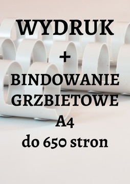 Druk czarno-biały A4 do 650 stron + bindowanie