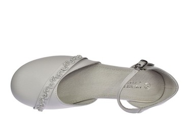 Туфли для причастия, белые балетки на каблуке, размер 38/23. 38