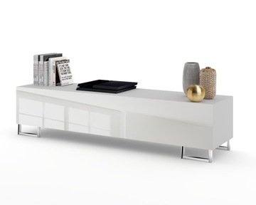 Szafka RTV Simply Silver 160 Biały Połysk + Mat