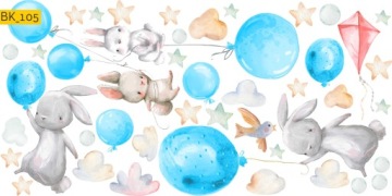 Детские наклейки на стену БУНТЫ, ЦВЕТНЫЕ ШАРИКИ КРОЛИК