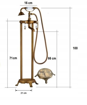 Bateria wannowa wolnostojąca Old Retro Mosiądz