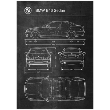 Plakat BMW E46 Sedan Retro Patent Schemat
