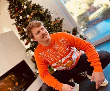 Świąteczny sweter męski Bäng Läng, pomarańczowy, L