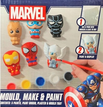 MARVEL ZESTAW ODLEWY GIPSOWE + FARBKI ZRÓB TO SAM