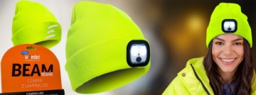 ТЕПЛАЯ ШАПКА-БИНИ С ЗАРЯЖЕНИЕМ USB СО СВЕТОДИОДНЫМ ФОНАРИКОМ