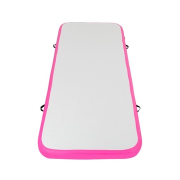 Надувной гимнастический коврик розовый с воздушным насосом 3М*1М