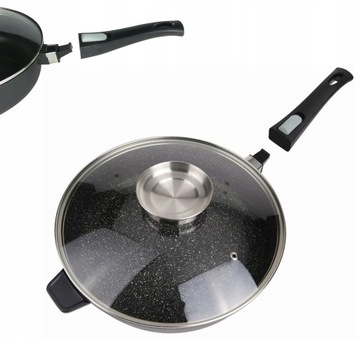 PATELNIA GRANITOWA INDUKCJA 28CM ODPINANA RĄCZKA