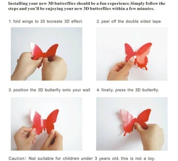3D НАКЛЕЙКИ НА СТЕНУ 12шт БАБОЧКА РОЗОВЫЕ бабочки