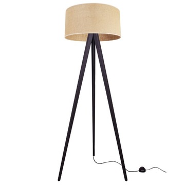 LAMPA PODŁOGOWA STOJĄCA TRÓJNÓG DREWNO ABAŻUR 45CM