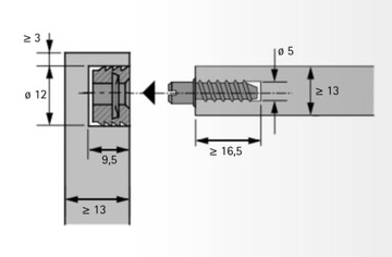 Соединитель EVERFIX с резьбовым штифтом HETTICH - 2 шт.