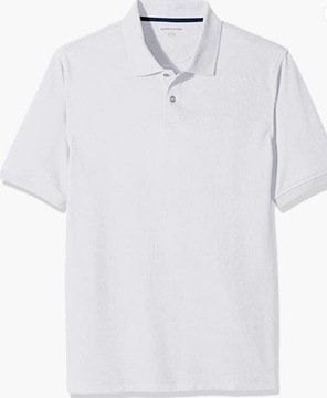 Amazon Essentials Męska bawełniana koszulka polo , dopasowany krój, biały,