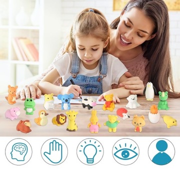 НАБОР ИЗ 35 ЛАСТИКОВ В ФОРМЕ ЖИВОТНЫХ КАРАНДАШНЫХ ЛАСТИКОВ ПОДАРОК ​​РЕБЕНКУ